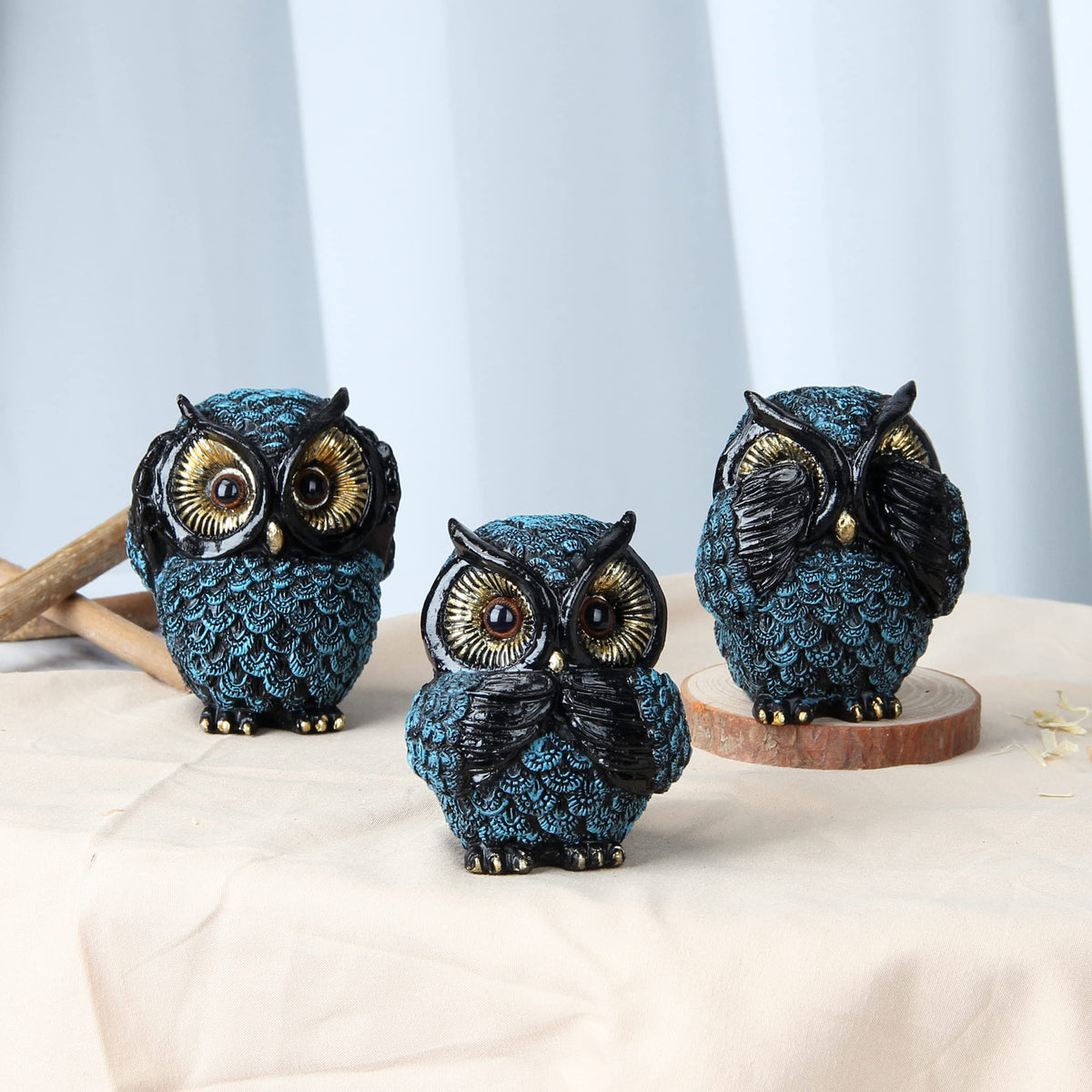 Xintim owl figurines trio adds whimsical indoor charm to shelves