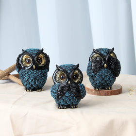 Xintim owl figurines trio adds whimsical indoor charm to shelves