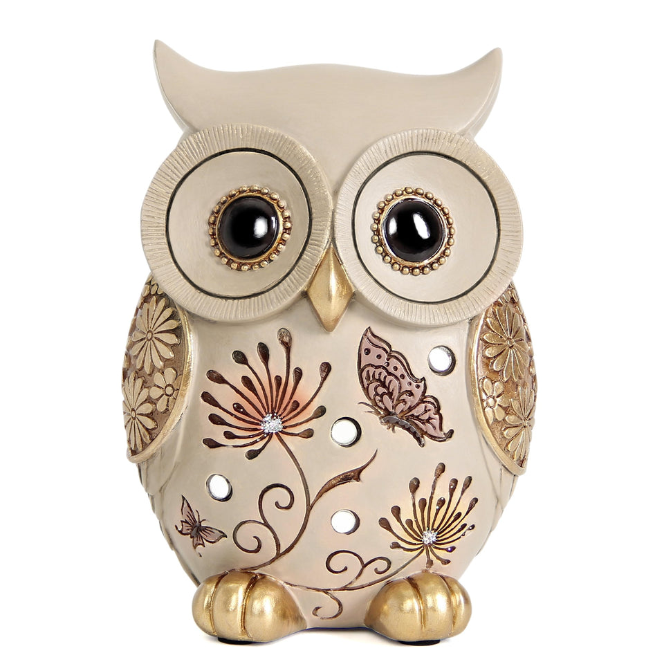 Xintim Owl Statue with expressive eyes enhances shelf display