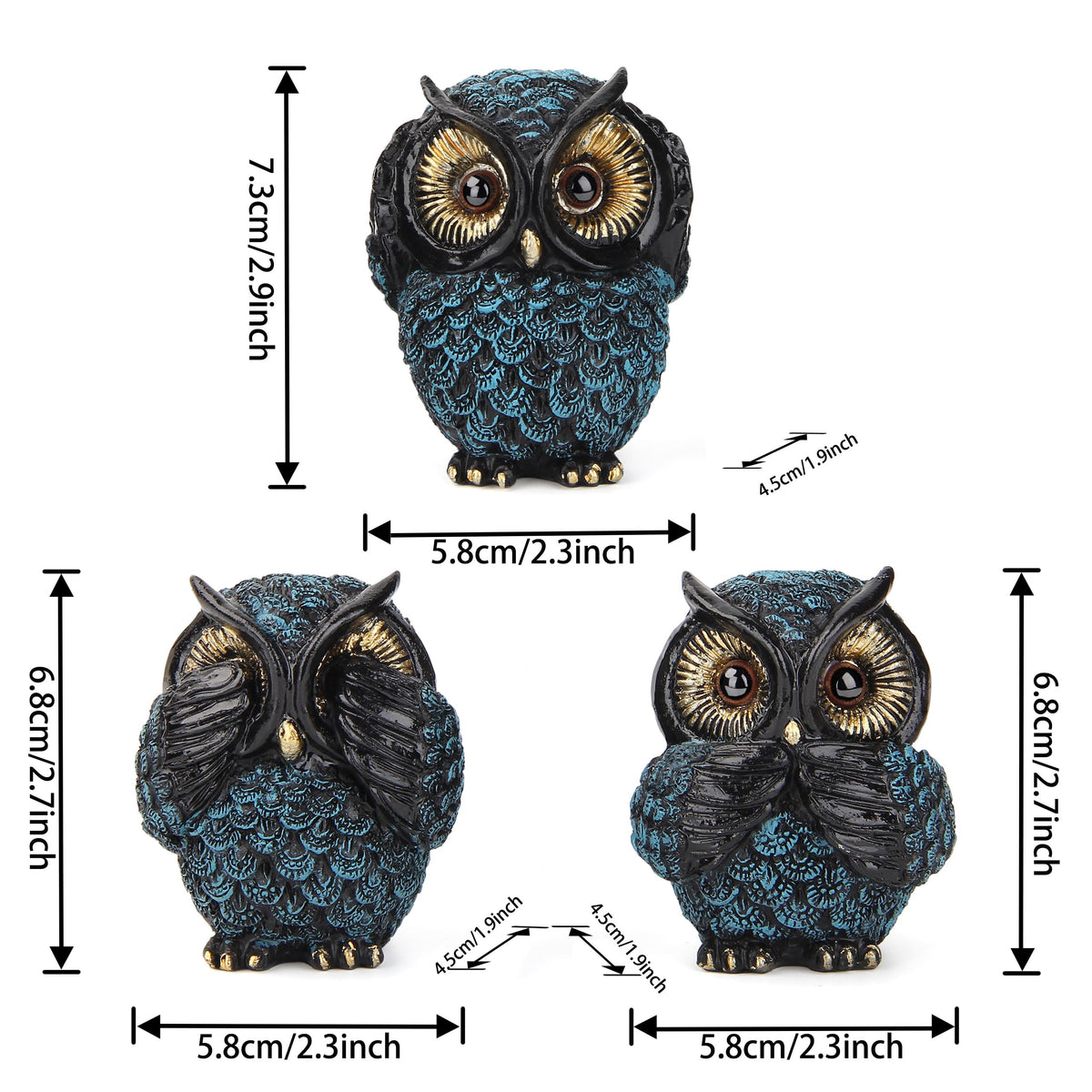 Xintim owl trio on shelf provides a cute focal point for home display