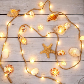 XIWU seashell garland lights in 72 inch length for coastal bedroom ambiance