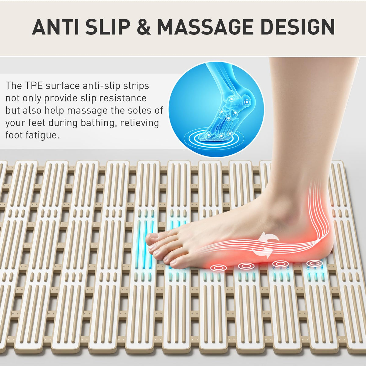 XIYUNTE bath mat cleans quickly after use with simple rinsing