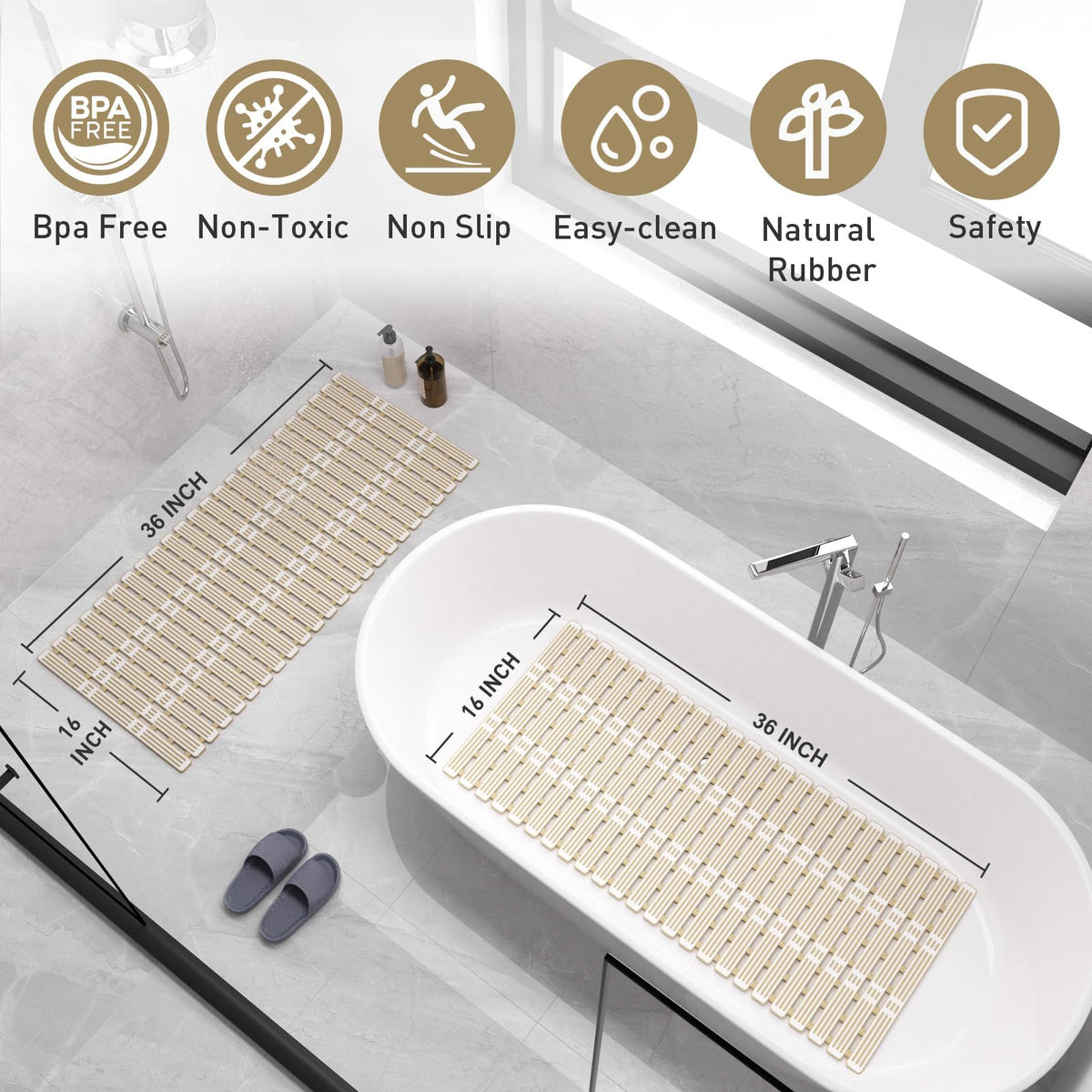 XIYUNTE bath mat with ridged protrusions for gentle foot pressure and fatigue relief