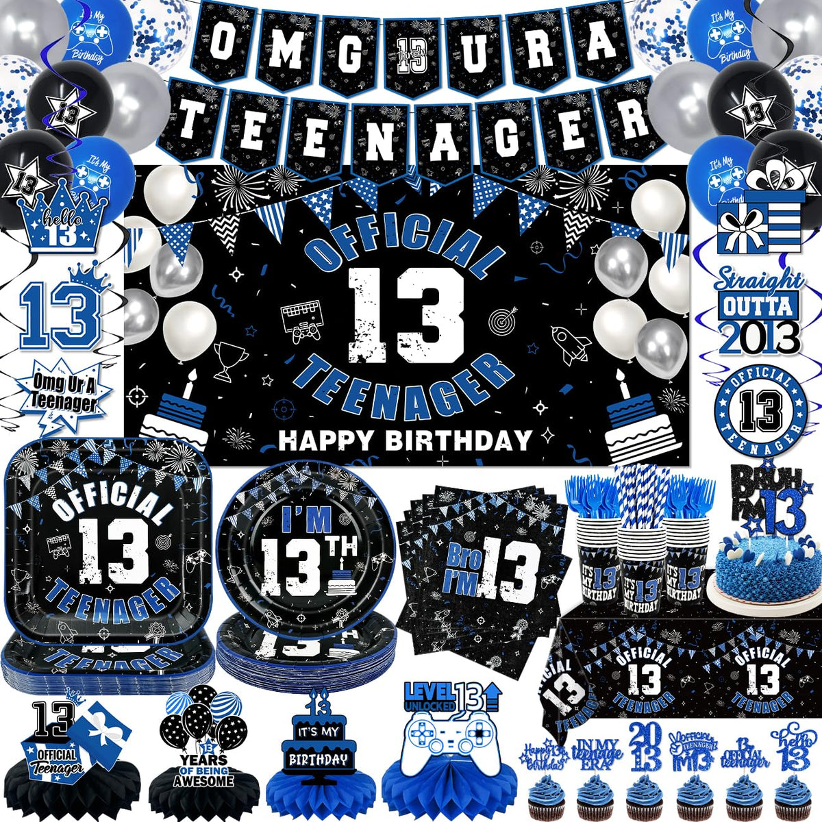 Xizondidi 13th birthday backdrop enhances teen party photos.