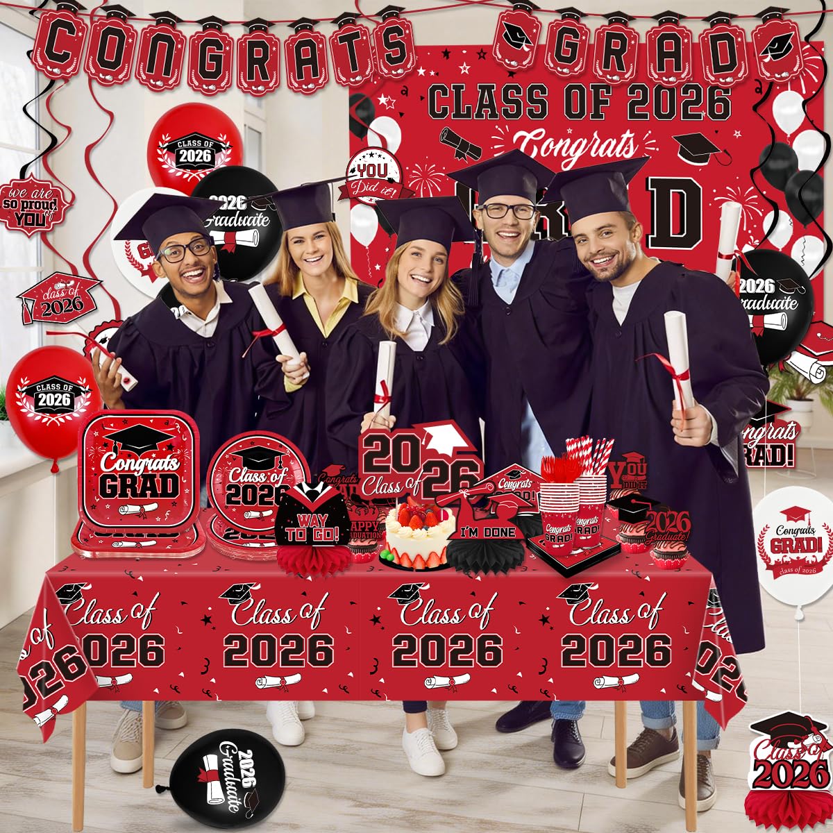 Xizondidi red and black balloons create a festive party atmosphere