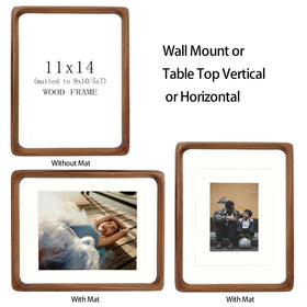 XKIILH walnut 11x14 frame in horizontal orientation suitable for tables and shelves.