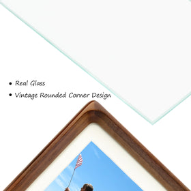 XKIILH walnut frame for 5x7/8x10 photos with mat option for balanced layouts.