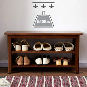 XKZG storage bench rustic brown finish highlighting rubberwood