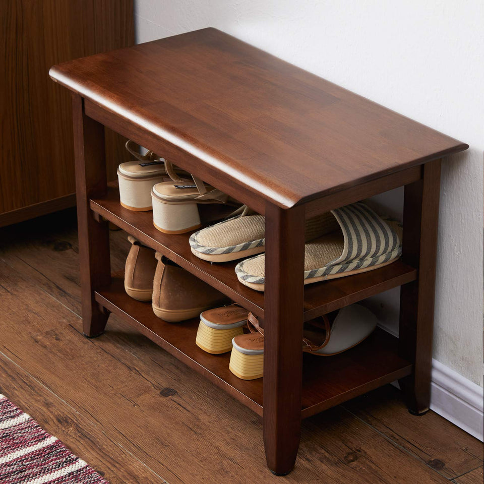 XKZG storage bench front view in rustic brown finish