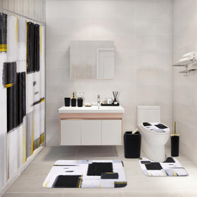 XLHOMO black bathroom rug set provides soft memory foam underfoot