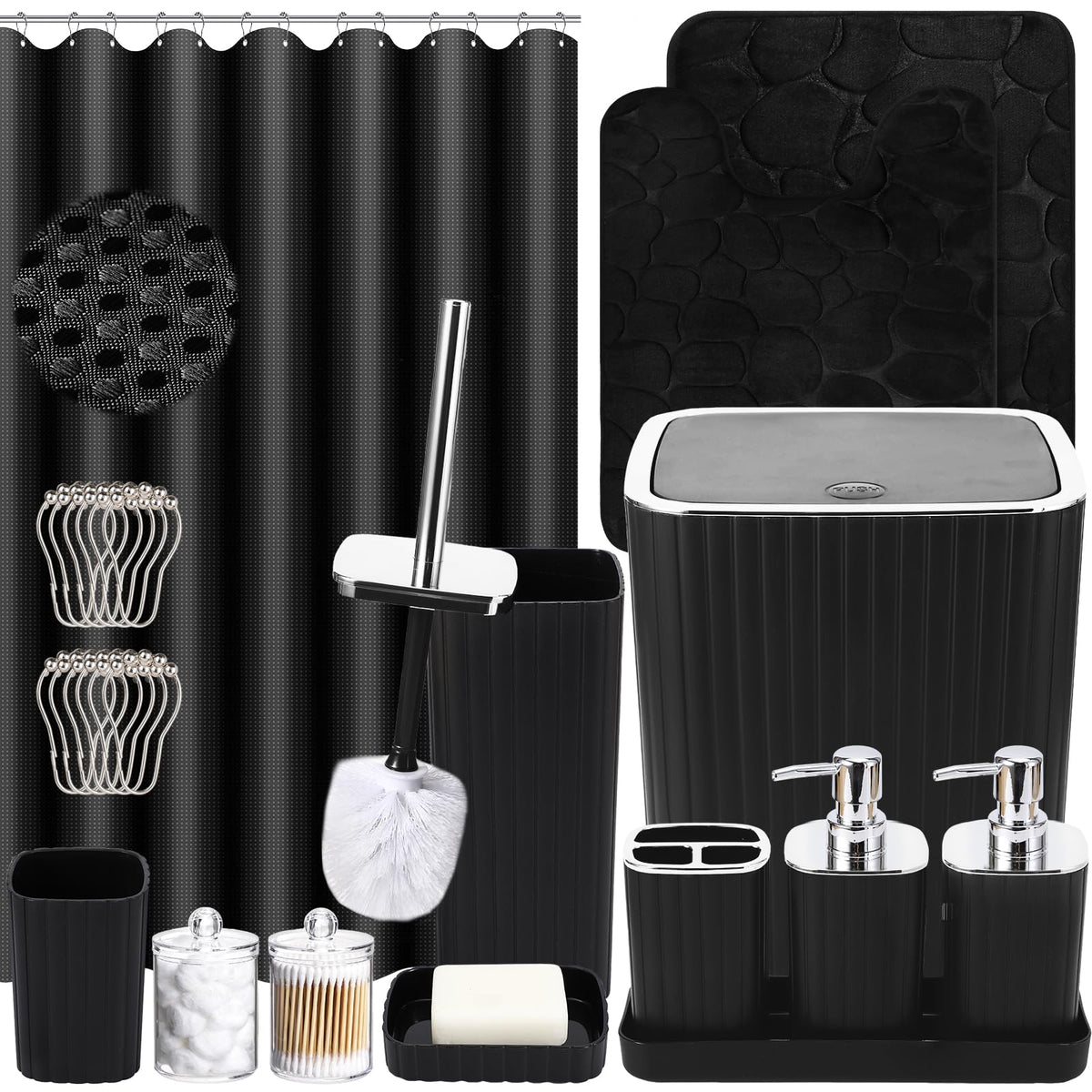XLHOMO shower curtain from the set with striped design for a stylish bathroom upgrade