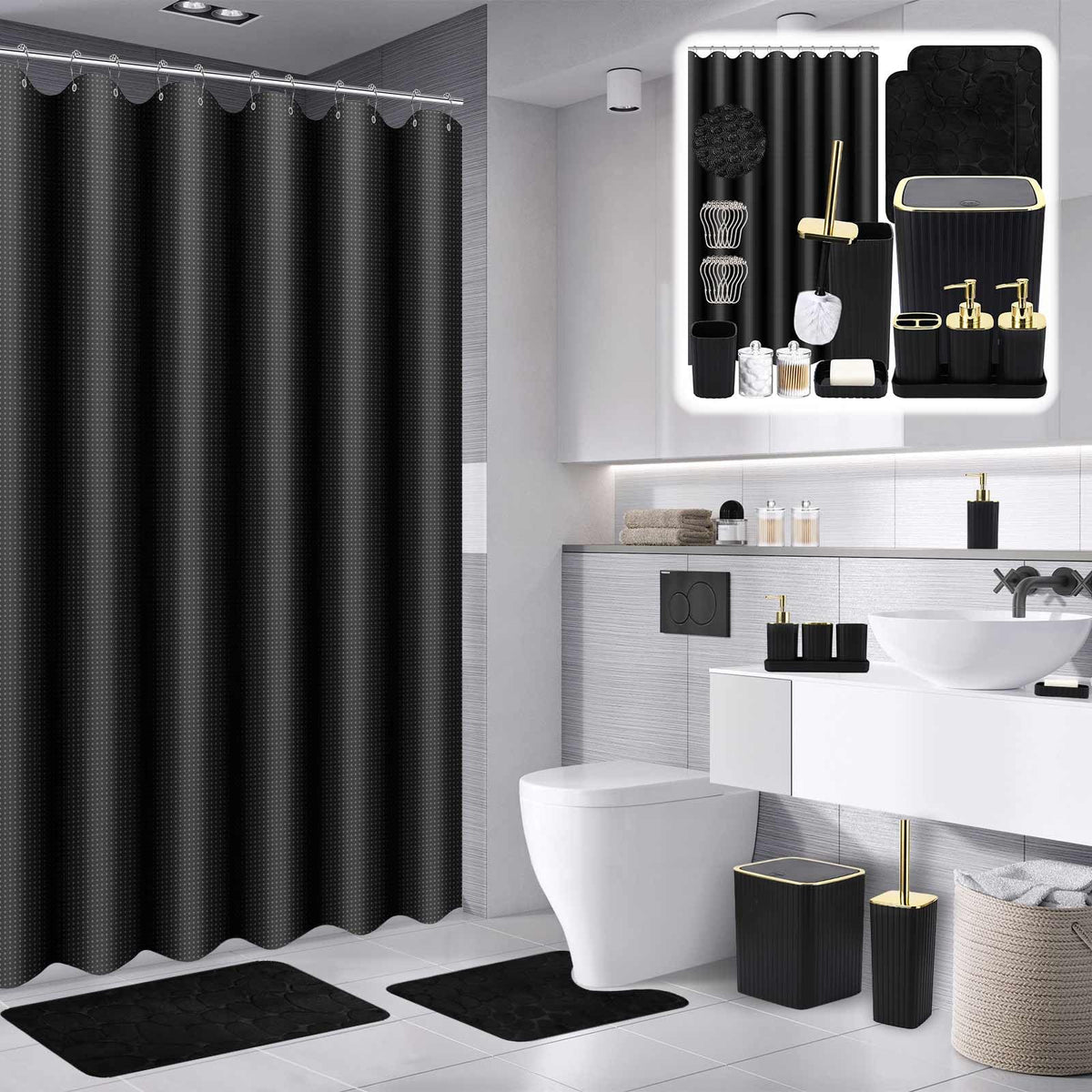 XLHOMO toilet brush included in the 25-piece set for compact spaces