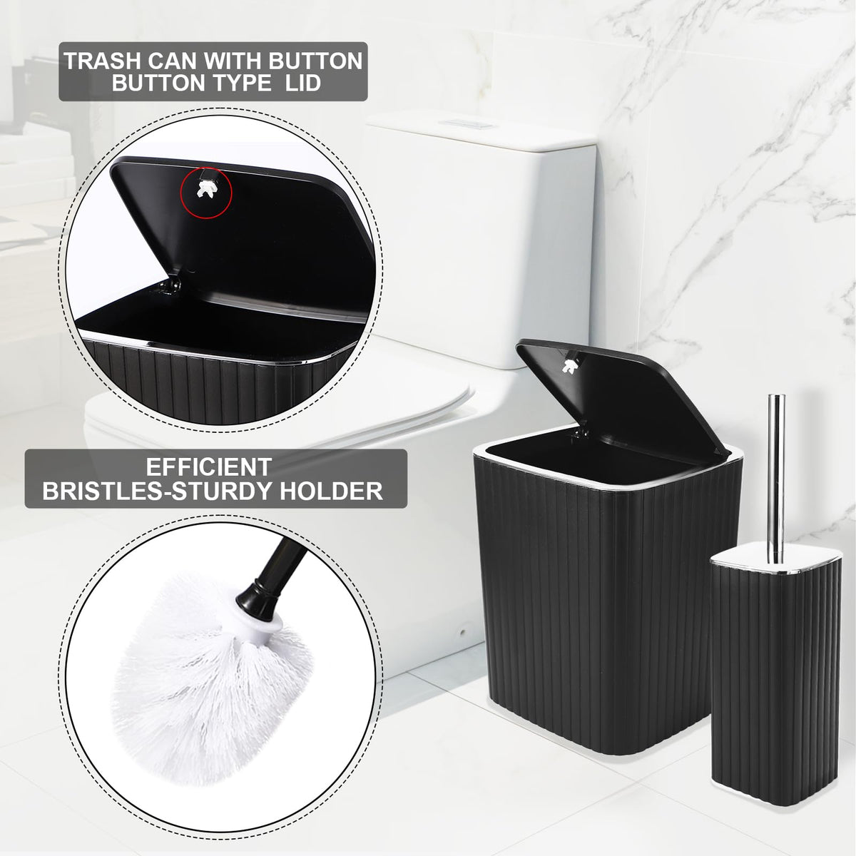 XLHOMO toilet brush with holder for tidy bathroom maintenance