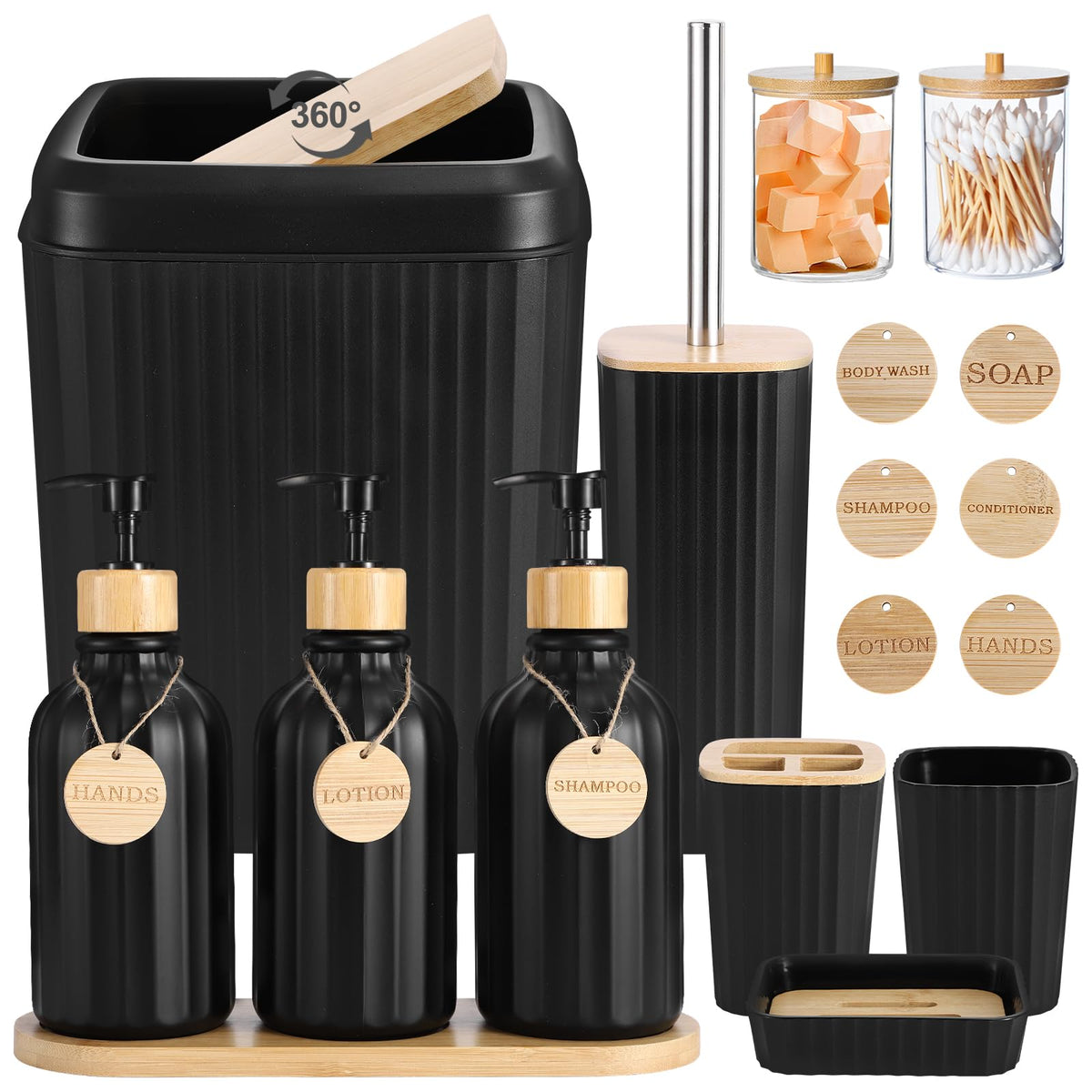 XLHOMO black bathroom accessories set offers cohesive style and durable construction.