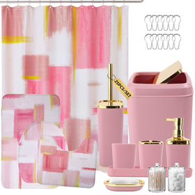 XLHOMO pink bathroom accessories set enhances decor and keeps essentials organized.