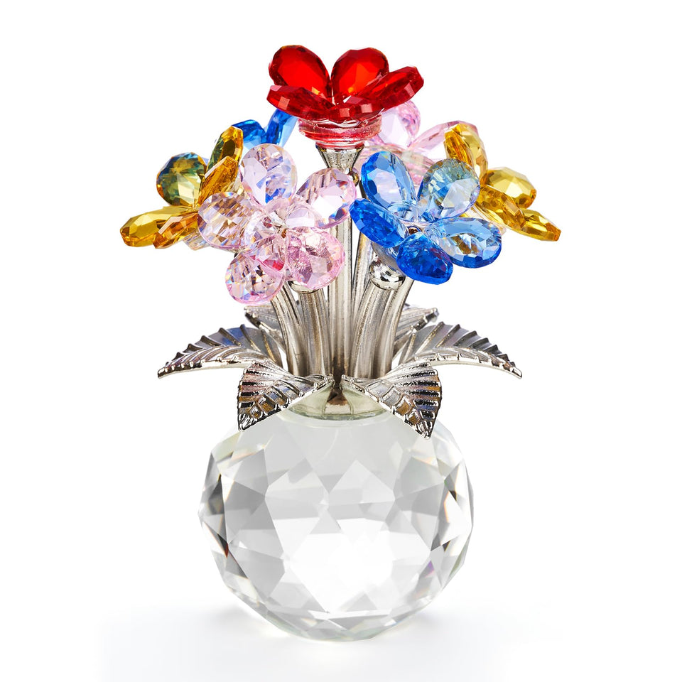 XLSJGYP crystal flower blue glass figurine adds elegant sparkle to any shelf.