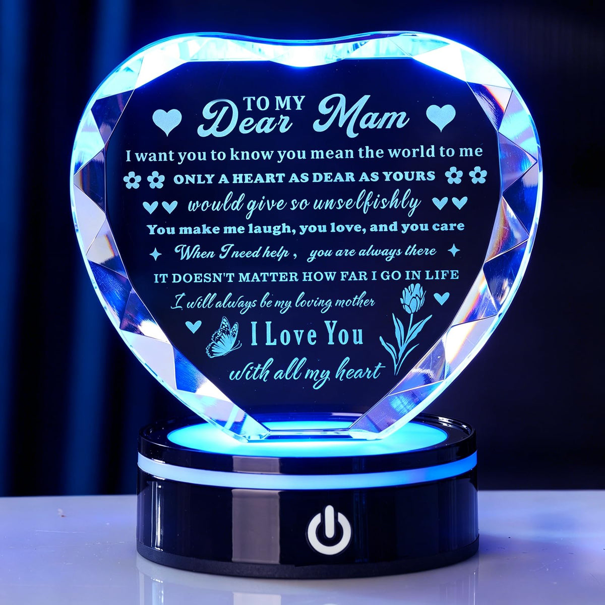 XLSJGYP crystal heart with radiant facets, ideal for a birthday gift to mom.