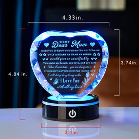 XLSJGYP crystal heart showing inside laser engraving for a lasting message.