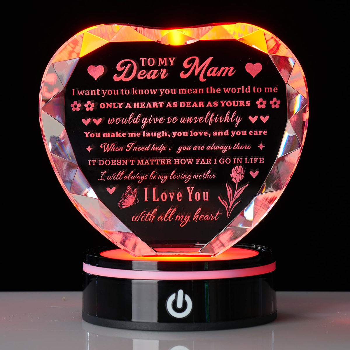 XLSJGYP crystal heart displayed as elegant table decor in a living space.