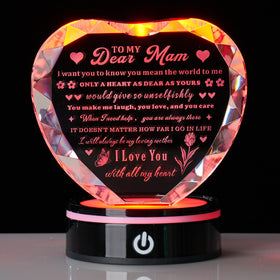 XLSJGYP crystal heart displayed as elegant table decor in a living space.