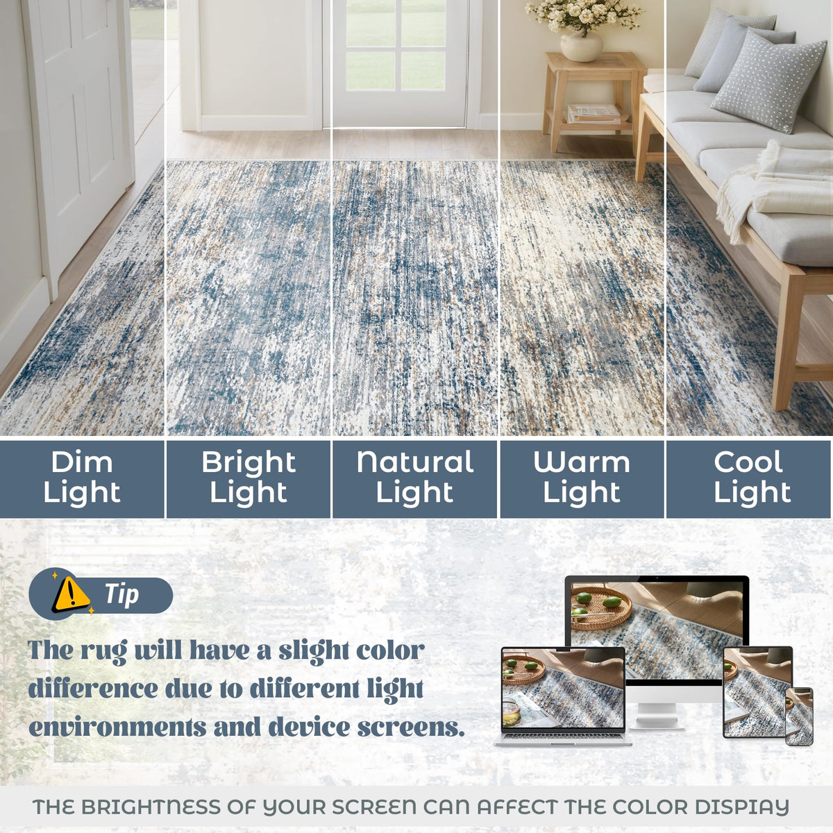 XLUEZ 8x10 area rug kid and pet friendly.