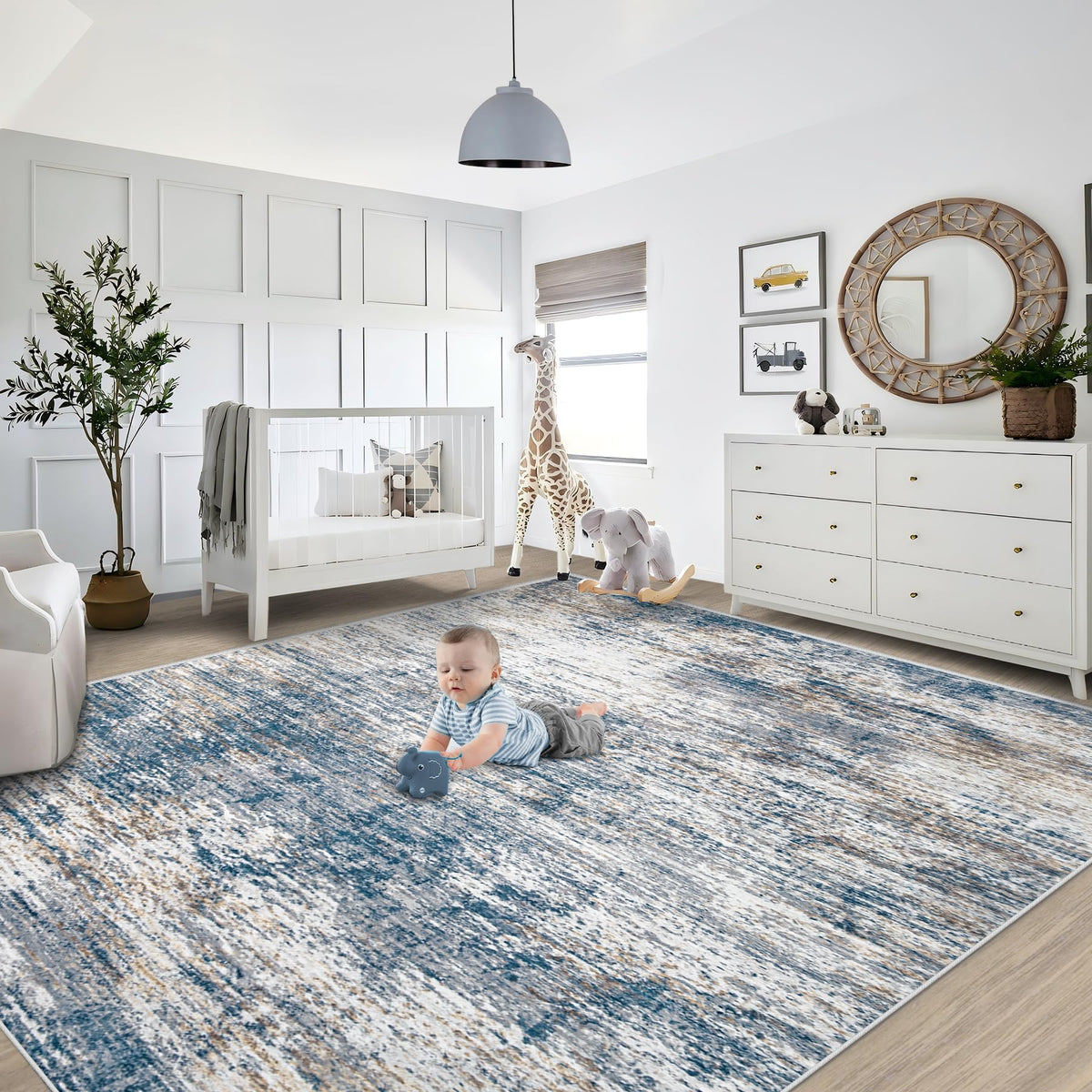 XLUEZ 8x10 area rug durable edges resist fraying.