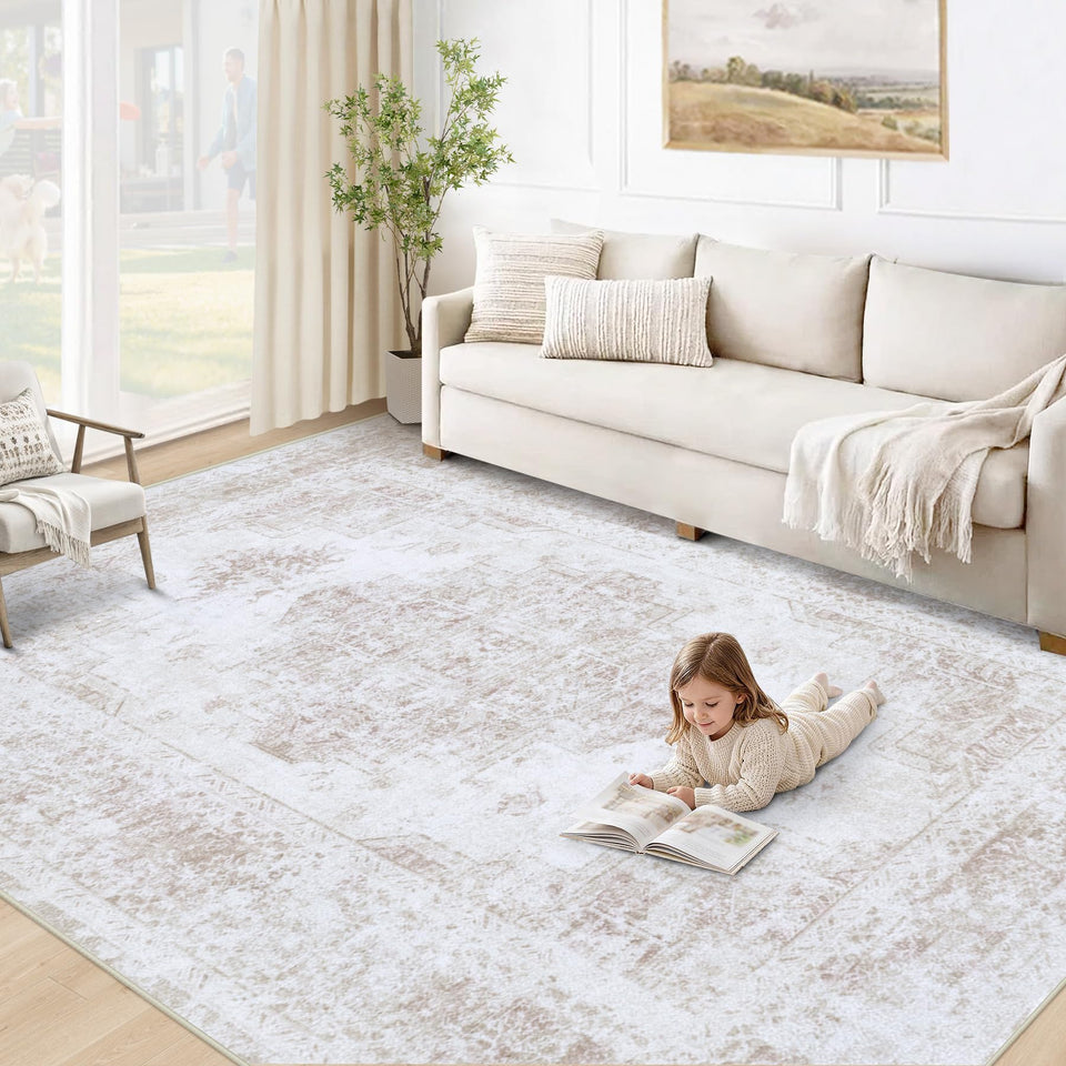 XLUEZ area rug with vintage medallion pattern for timeless living room style.