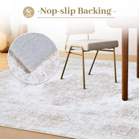 XLUEZ beige area rug acts as a neutral backdrop for any room.