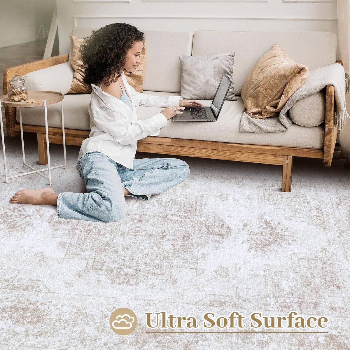 XLUEZ soft low-pile surface feels comfortable underfoot in any room.
