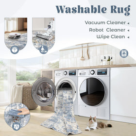 XLUEZ washable 8x10 blue rug preserves color after washing