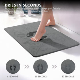 XMarrat diatomite-absorbent stone mat highlights natural material for fast moisture control.
