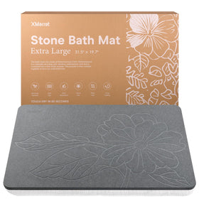 XMarrat extra-large stone bath mat demonstrates size for large bathrooms and quick drying.