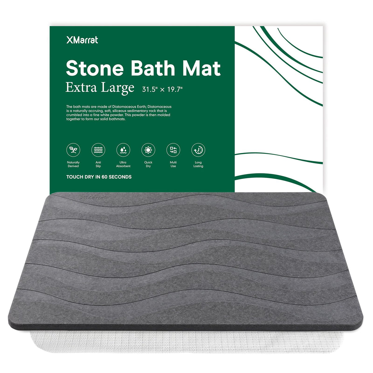 XMarrat large stone bath mat shows strong absorbency to keep floors dry after showers.