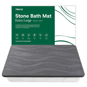 XMarrat large stone bath mat shows strong absorbency to keep floors dry after showers.