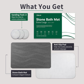 XMarrat large stone bath mat is easy to clean and maintain with a rinse.