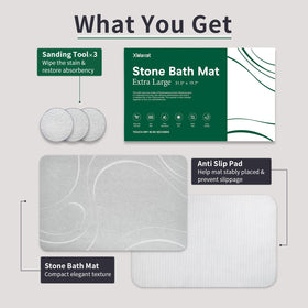 XMarrat large stone bath mat cleaning ease, rinse-and-air-dry maintenance.