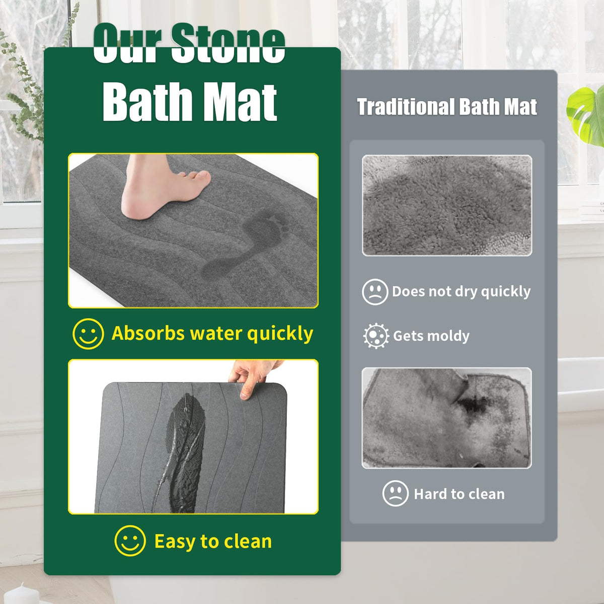 XMarrat large stone bath mat features a versatile design for bath and beyond.