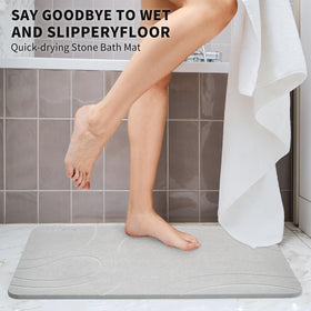 XMarrat large stone bath mat versatile placement near tub, sink, or doorway.