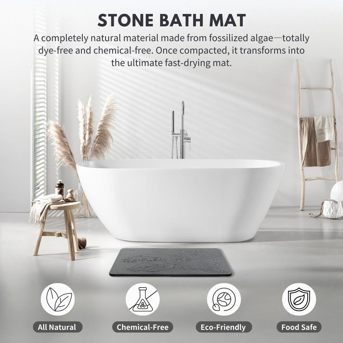 XMarrat multipurpose-use stone mat suits bathroom, kitchen, entry, and poolside.