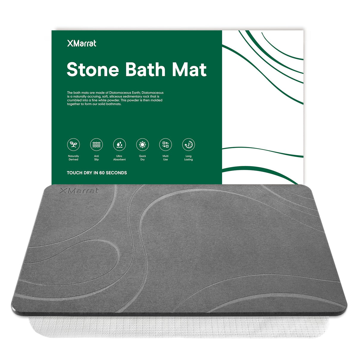XMarrat Stone Bath Mat absorbency close-up showing rapid water uptake