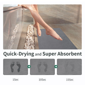 XMarrat Stone Bath Mat with anti-slip pad for stable footing after bathing