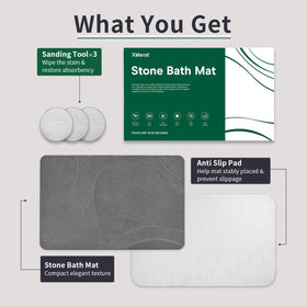 XMarrat Stone Bath Mat easy-clean design simplifies maintenance and rinsing