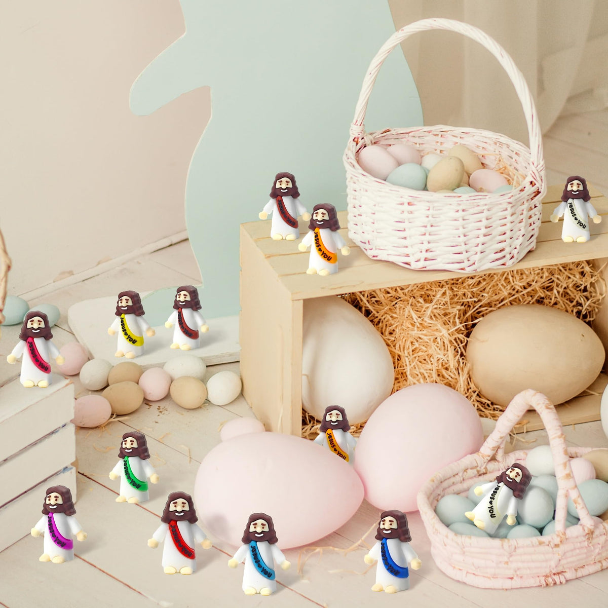 XMCHJY pocket Jesus figurine on Easter eggs offers a meaningful surprise.