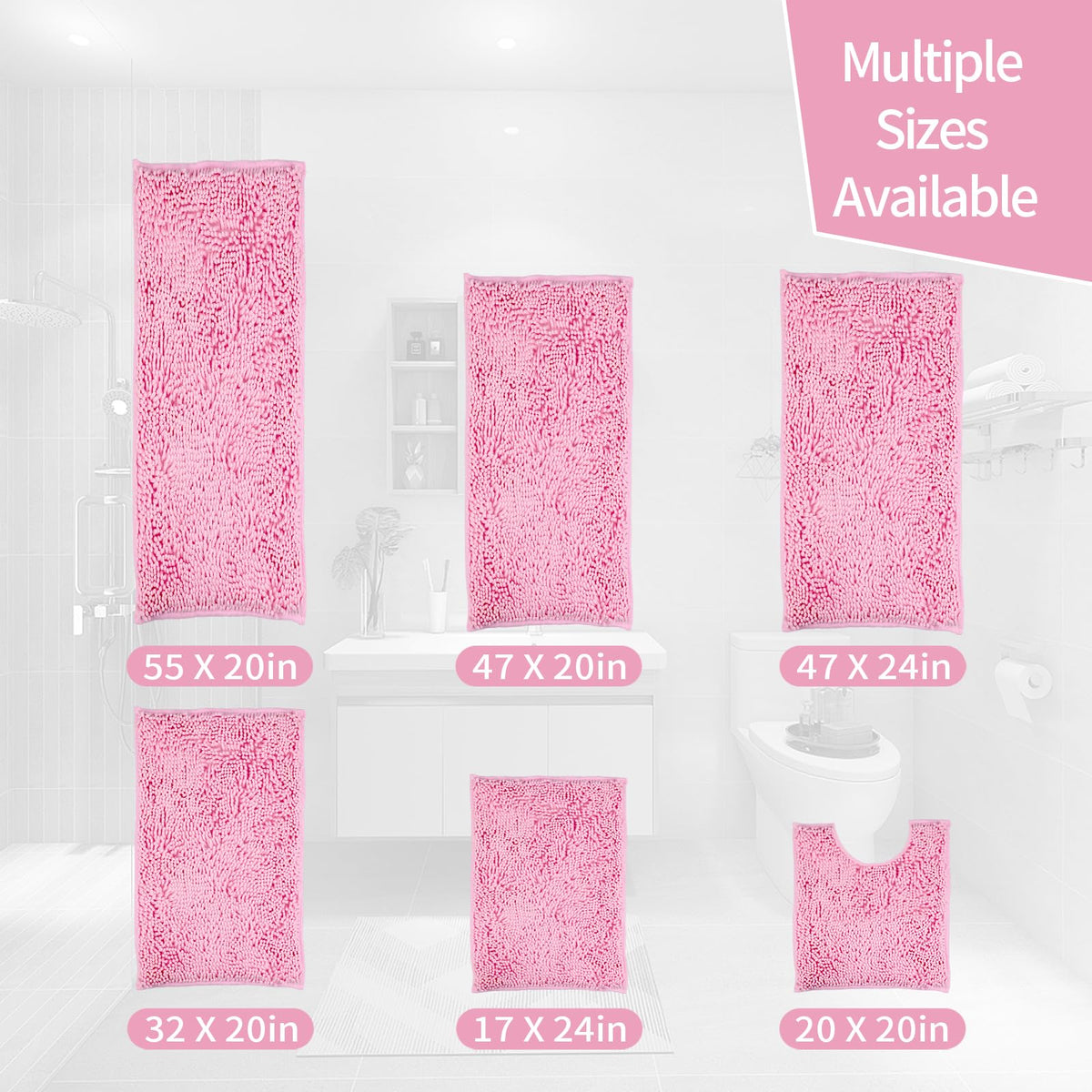Xmecyino pink bath rugs are machine washable for easy care