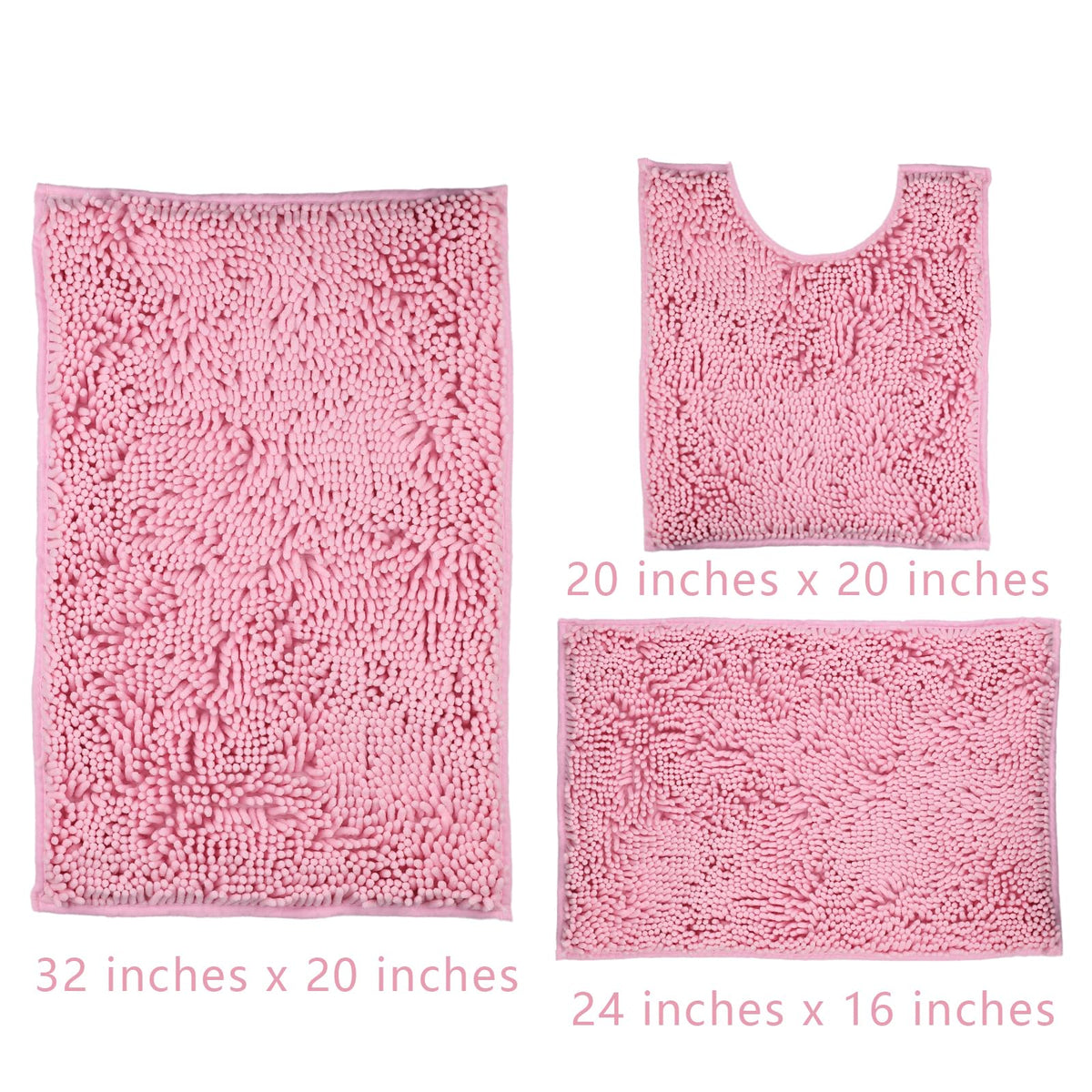 Xmecyino pink bath rug with non-slip bottom stays in place