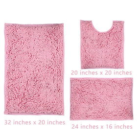 Xmecyino pink bath rug with non-slip bottom stays in place