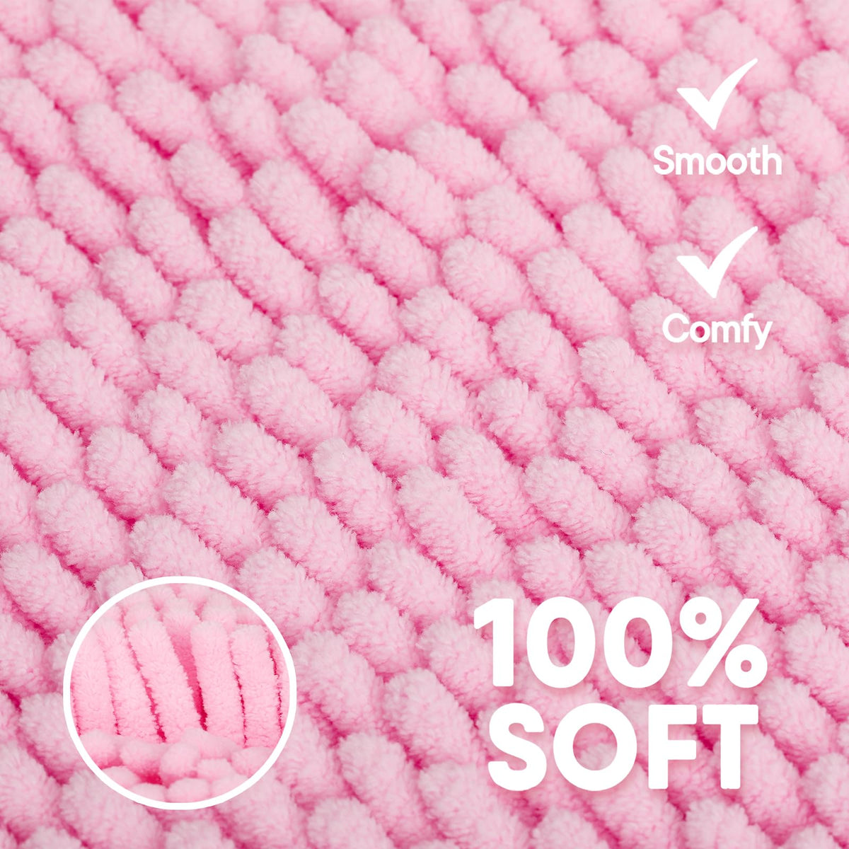 Xmecyino pink chenille rug feels plush underfoot