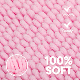 Xmecyino pink chenille rug feels plush underfoot