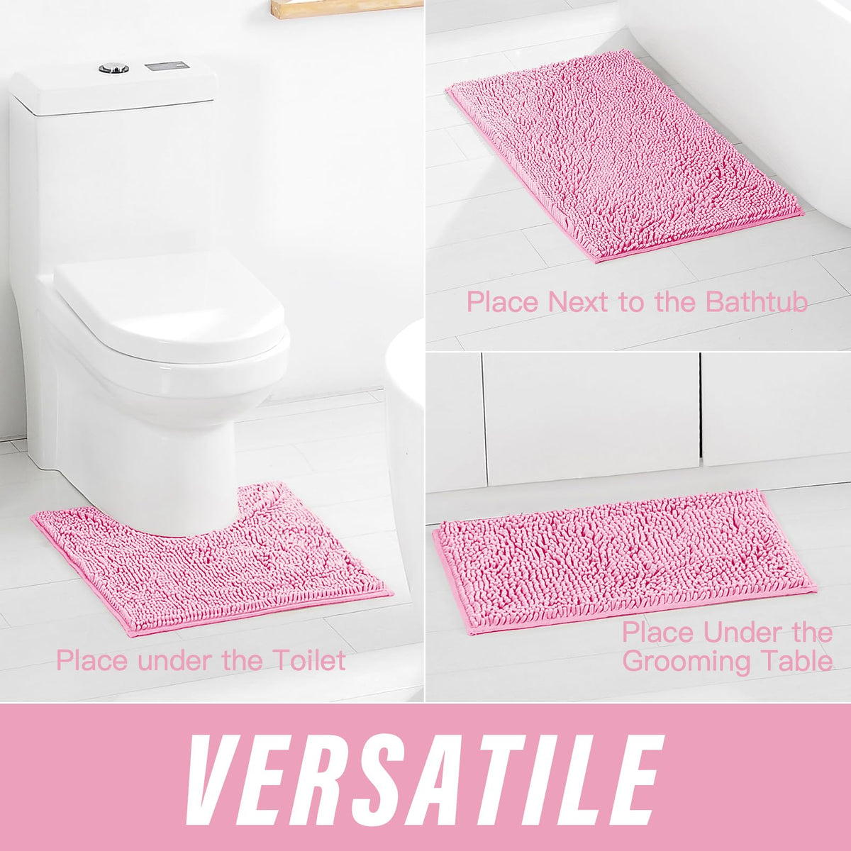 Xmecyino pink bath rug high water absorbency keeps floors dry
