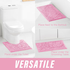 Xmecyino pink bath rug high water absorbency keeps floors dry